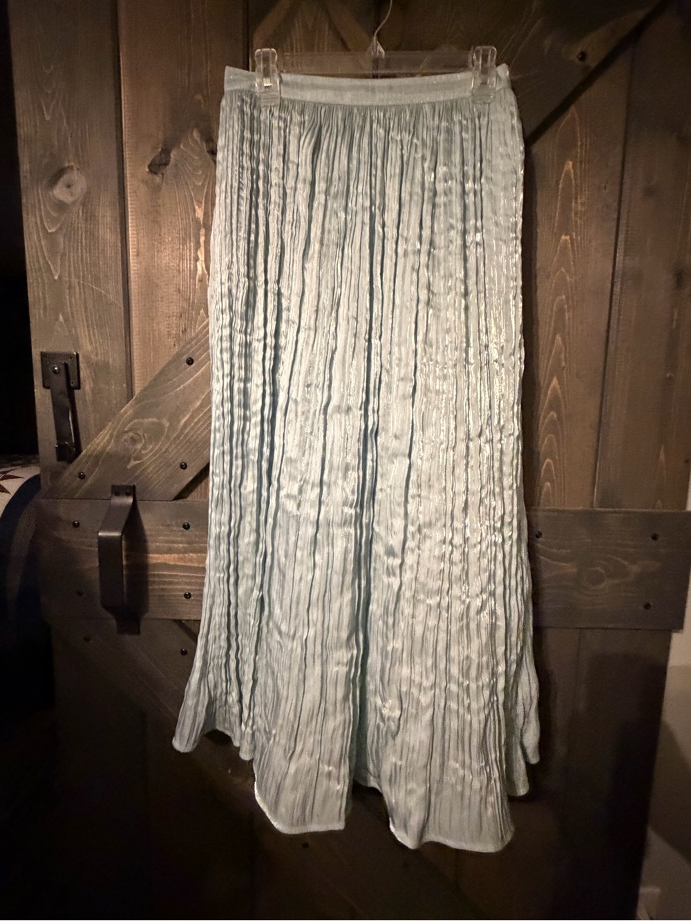 Free People Vera City Sea-glass blue Crinkle Pleated Maxi Skirt with pockets